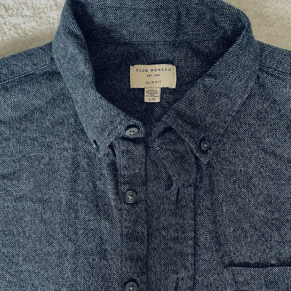 Club Monaco, Men’s Dark Blue Button Down Shirt, Size Large